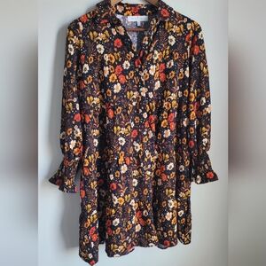 Simply Southern Women Small Floral Button-Up Baby Doll Dress Modest Romantigoth